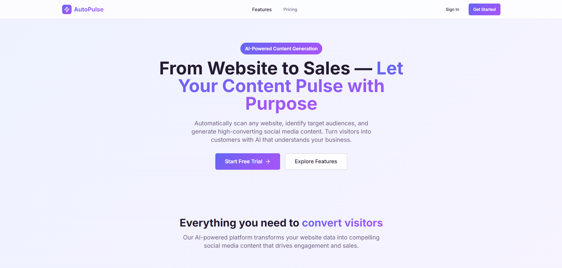AutoPulse - Marketing SaaS project screenshot
